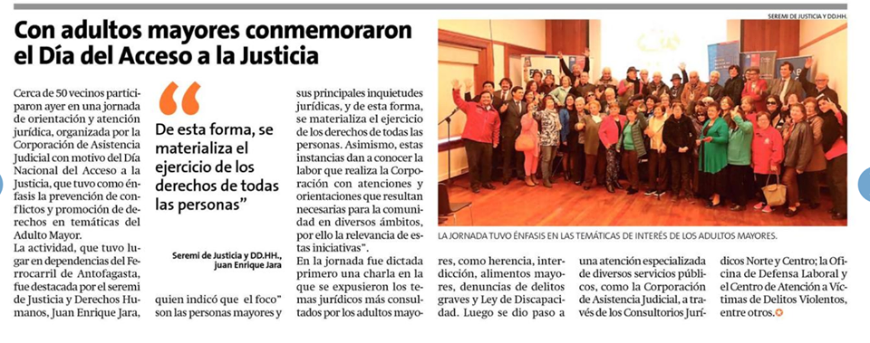 Día Nacional del Acceso de a la Justicia, informa Diario La Estrella del Loa y La Estrella de Tocopilla