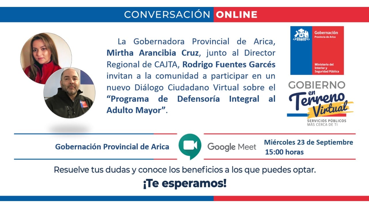 Conversatorio Online entre la Gobernación Provincial de Arica y la Dirección Región de Arica y Parinacota
