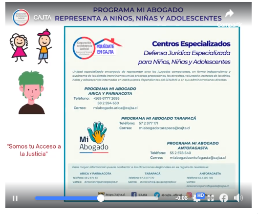 Programa Mi Abogado, representa a niños, niñas y adolescentes ante tribunales.