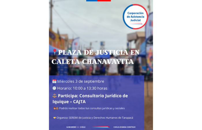 Invitación a la comunidad de Caleta Chanavayita a una Plaza de Justicia