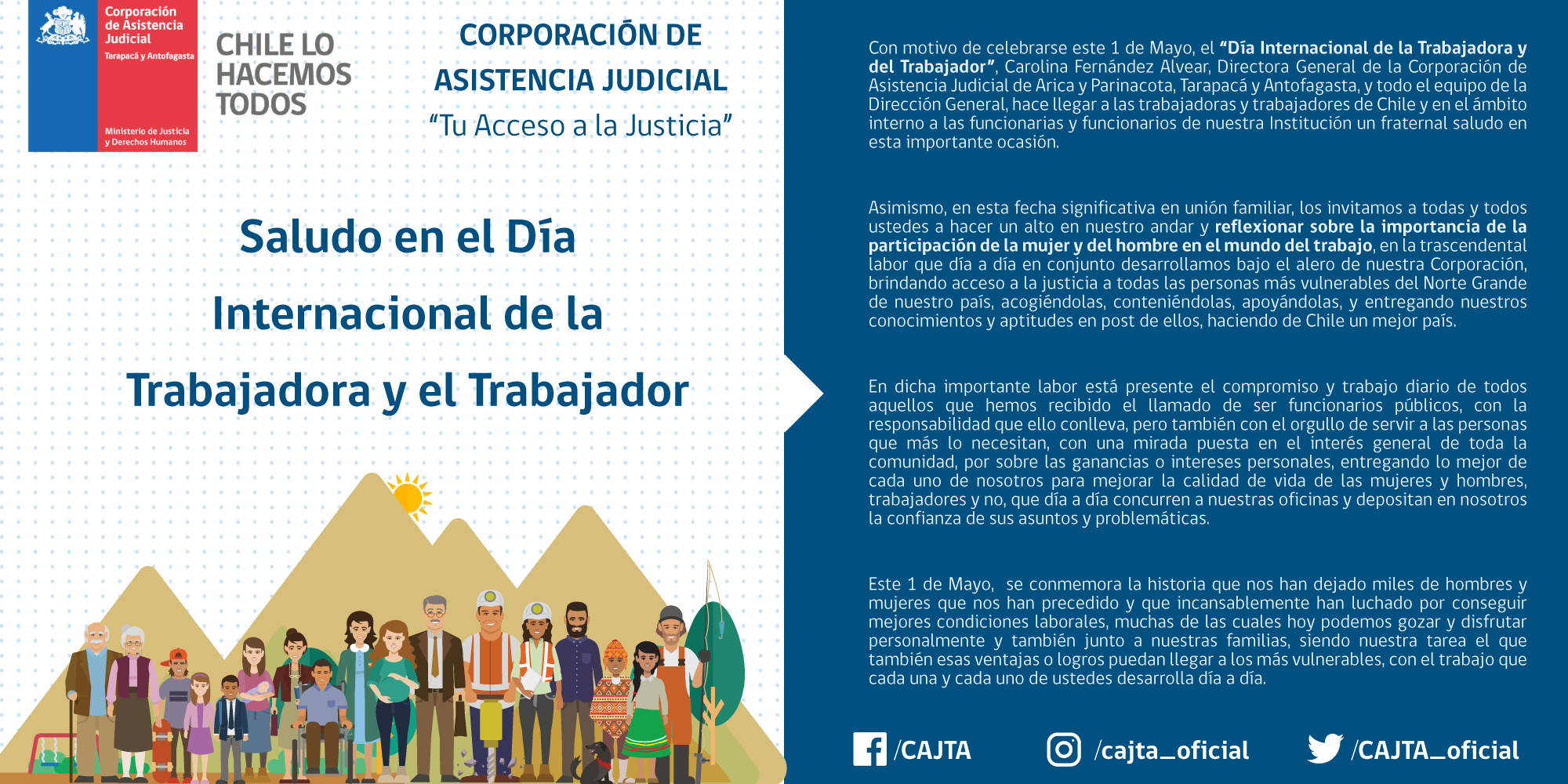 Saludo en el día internacional de la trabajadora y el trabajador